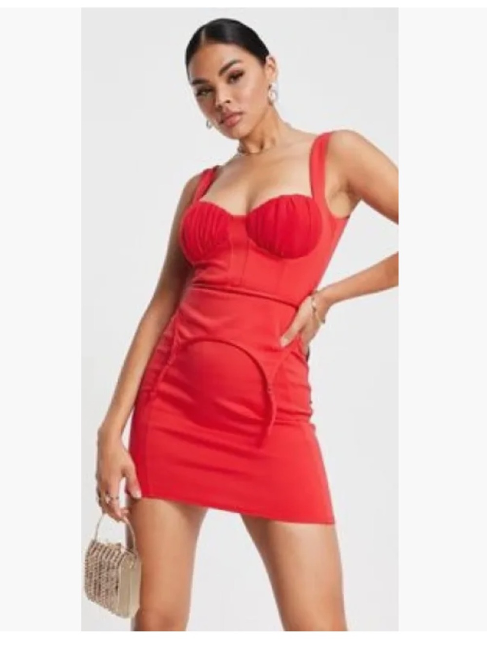 ASOS Red Cami Corset Garter Mini Dress